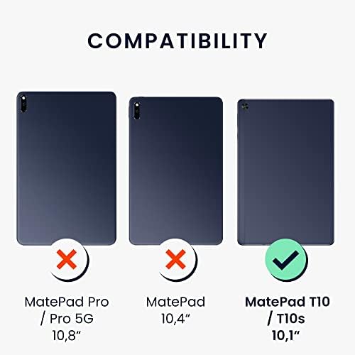 kwmobile 360° Kılıf ile Uyumlu Huawei MatePad T10 / T10s Kılıf PU deri Tablet Kapak Standı Çapa Harita Beyaz / Mavi