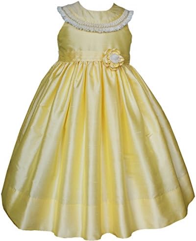 Çiçek Kız Elbise El Önlüklü Sarı İpek Dupioni Pageant Elbise Düğün Prenses