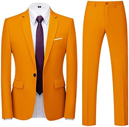 AKIMPE Erkek 2 Parça Takım Elbise Ince Şal Yaka Smokin Bir Düğme Blazer Günlük Iş Düğün Parti (Takım Elbise Ceket + Pantolon)