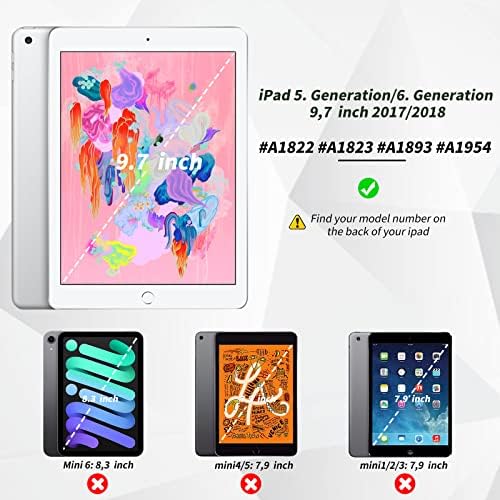 Aoub iPad kılıfı 6th Nesil 2018 / iPad 5th Nesil 2017 9.7 İnç Kılıf, İnce Hafif Akıllı Kapak, Yumuşak TPU case arka, Otomatik