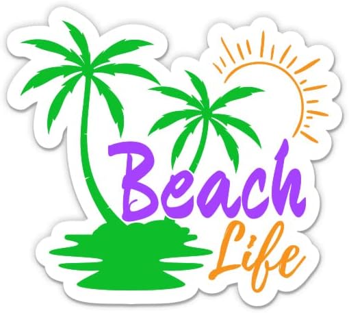Plaj Hayatı Sticker-7 laptop etiketi - Su Geçirmez Vinil Araba, Telefon, Su Şişesi-Tropikal Okyanus Esintisi Güneş Çıkartması