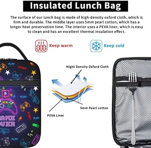 ıujybax oyun öğle yemeği kutusu öğle yemeği çantaları, erkekler için ısı yalıtımlı sızdırmaz öğle yemeği çantası, yeniden