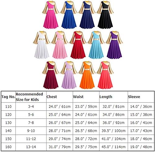 IBAKOM Övgü dans elbiseleri Kız Metalik Altın Liturjik Lirik Giyim Tam Boy Kilise İbadet Kostüm