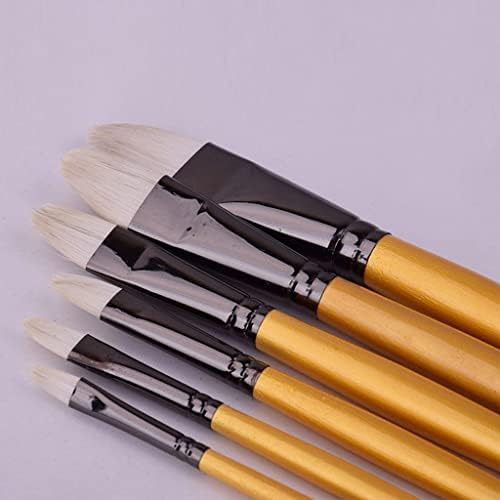 LXXSH Beyaz Saç Altın Uzun Ahşap Çubuk Boyama Fırçası 6 Adet Set Su Tebeşir Seti Fırça Sanat Malzemeleri Çizim Malzemeleri