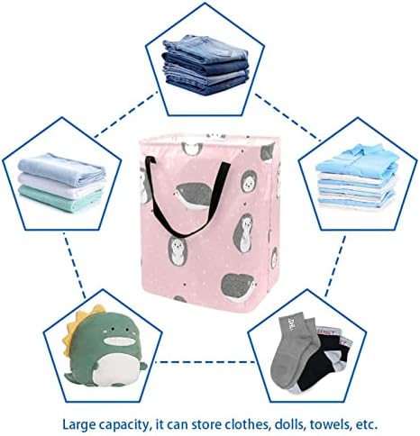Kirpi Baskı Katlanabilir çamaşır sepeti, 60L Su Geçirmez çamaşır sepetleri çamaşır Kutusu Giysi Oyuncak Depolama Yurt Banyo