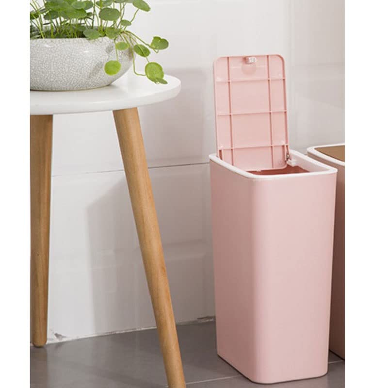 ZHAOLEI Dikdörtgen çöp tenekesi Mutfak Banyo Tuvalet çöp tenekesi Oturma Odası kapaklı çöp tenekesi İtme çöp tenekesi (Renk
