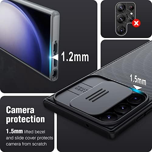 ErHu Samsung Galaxy S23 Ultra Kılıf ile kamera kılıfı, [Kaymaz ve Anti-Parmak İzi] [Damla Koruma], ince İnce Koruyucu Telefon