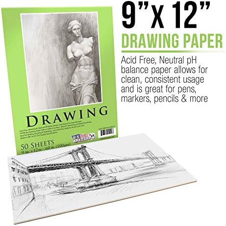 ABD Sanat Kaynağı 9 x 12 Premium Çizim Kağıdı Pedi, Her Biri 2, 50 Yapraklık Paket, 60 lb (100gsm) - Sanatçı Eskiz Karışık