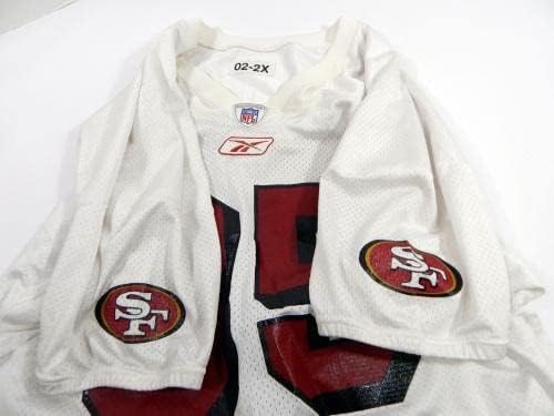 2002 San Francisco 49ers Mark Anelli 85 Oyunu Verilen Beyaz Antrenman Forması 2XL-İmzasız NFL Oyunu Kullanılmış Formalar