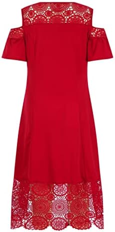 Artı Boyutu Maxi Elbiseler Kadınlar için Dantel Patchwork Soğuk tek omuzlu elbise Fırfır Kollu Gevşek Fit Katı Sundress