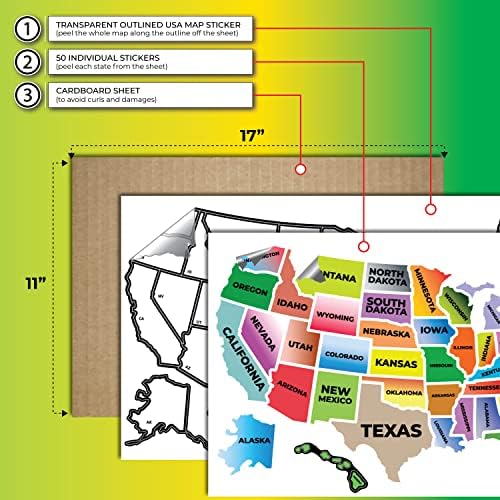 RV State Travel ABD Haritası Vinil Çıkartması-Eyalet Bayrağına Sahip Pencere için Kamp Römorku Çıkartmaları - Amerika Yol
