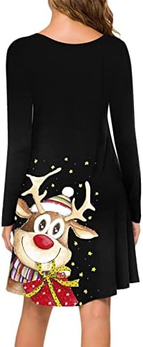Noel Elbiseler Kadınlar için Zarif Uzun Kollu Vintage Salıncak Kokteyl Parti Maxi Elbise Kemer ile