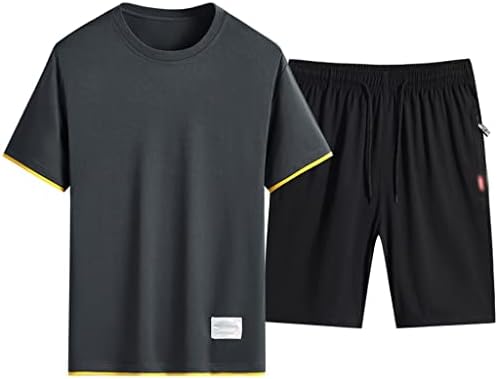 SCDZS Erkekler Rahat spor Giyim Setleri Moda T Shirt Şort Eşofman Erkek giyim seti İki Adet Eşofman Erkekler (Renk: Gri,