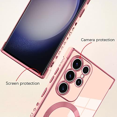 Samsung Galaxy S23 Ultra 5G Kılıfı için Bonoma [Destek Magsafe] Aşk Kalp Desen Manyetik Kaplama Lüks Zarif Kılıf Kamera Koruyucu