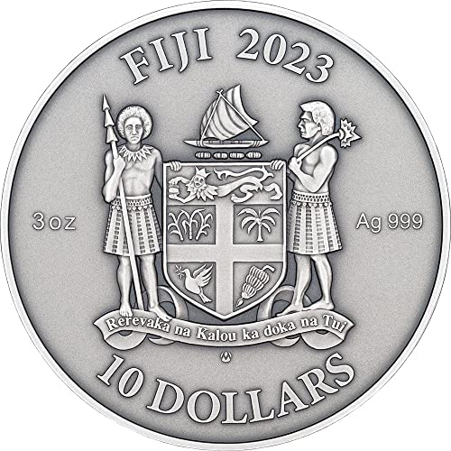 2023 DE Mandala Sanat PowerCoin Hint 3 Oz Gümüş Sikke 10 $ Fiji 2023 3 Oz Antika Kaplama