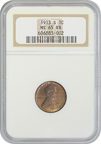 1913 S Lincoln Cent MS65 RB NGC