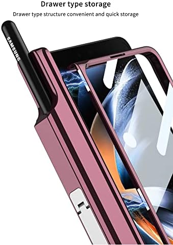 Menteşe ve Ekran Koruyuculu SHIEID Samsung Galaxy Z Fold 4 Kılıf Kickstand ve Kalem Tutuculu Kablosuz Şarj Cihazını Destekleyin