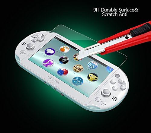 (4'lü Paket) Sony Playstation Vita 2000 için 2 Ön+2 Arka Kapak Ekran Koruyucu, Akwox 9H Temperli Cam Ön Ekran Koruyucu ve