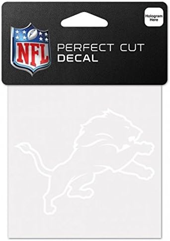 WinCraft NFL Detroit Lions 4x4 Mükemmel Kesim Beyaz Çıkartma, Bir Boyut, Takım Rengi