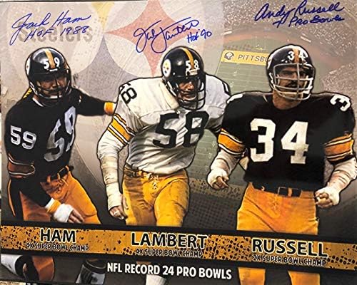 İmzalı Jack Lambert, Andy Russell ve Jack Ham Pittsburgh Steelers 16x20 Fotoğraf W COA