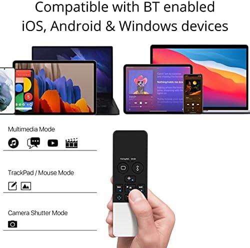iPad iPhone için TNP Bluetooth Uzaktan Kumanda-iOS Mac Android Tablet PC için Trackpad Medya Sunucusu-Kablosuz Kamera Deklanşörü,