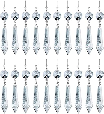 H & D HYALİNE & DORA 20 ADET 55mm Temizle Avize Icicle Kristal Prizmalar Lamba Dekorasyon