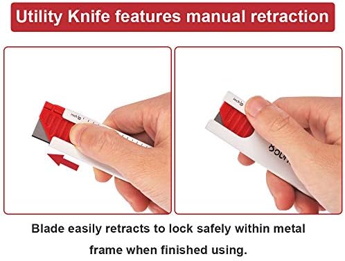 UCEC Kutu Kesici Geri Çekilebilir, Maket Bıçağı Kullanışlı Kutu Kesici Ölçekli Otomatik Geri Çekilebilir Kağıt Bıçağı, Cep