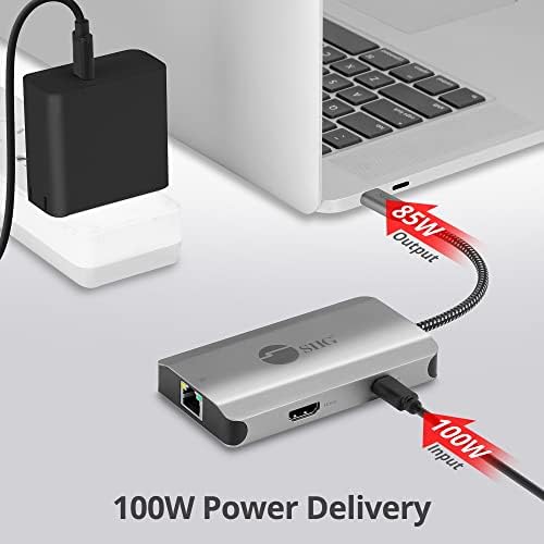 SIIG 5-in-1 USB C Hub, 4 K 30 hz HDMI Çıkışı/Ethernet 1 Gbps/ 2X USB-A 5 Gbps/ PD 100 W USB-C için MacBook, Windows, Chromebook'lar