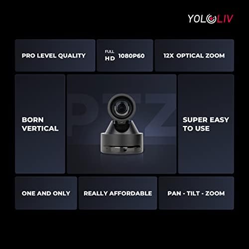YOLOLİV VertiCam PTZ Kamera 1080P Dikey Canlı Akış ile 12x Optik Zoom, Uzaktan Kumanda, Otomatik Odaklama, Portre Çıkışı