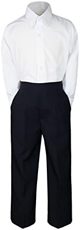 2 adet Resmi Düğün Erkek Beyaz Gömlek Siyah Pantolon Setleri Bebek Genç