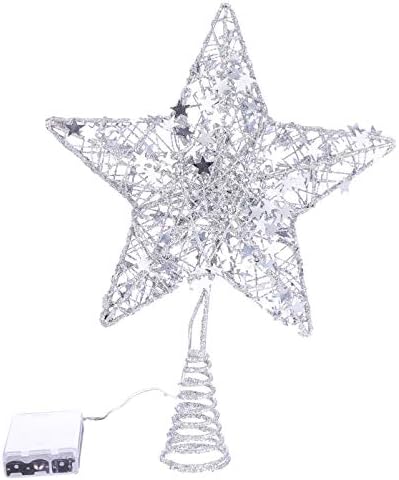 VALİCLUD gümüş yıldız ağacı Topper 3D Glitter Hollow Yıldız Ağacı üst noel ağacı süslemeleri için ışıkları ile askı süsleri