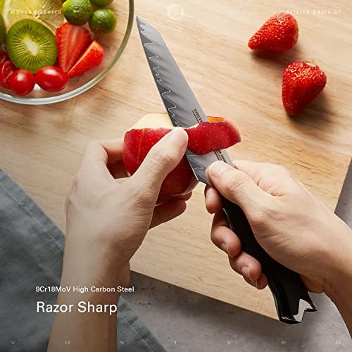 Vosteed Mutfak Maket Bıçağı Mutfak için 5 inç Soyma Bıçağı, Küçük Şef Bıçağı Kılıflı Keskin Kesme Bıçağı-G10 Saplı Yüksek