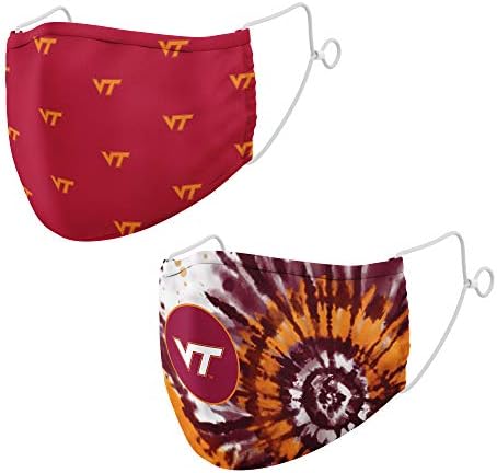 Dünyanın En İyisi NCAA Virginia Tech Hokies Unisex Takım Rengi Yüz Maskesi 2'li Paket, Virginia Tech Hokies Bordo, Tek Beden