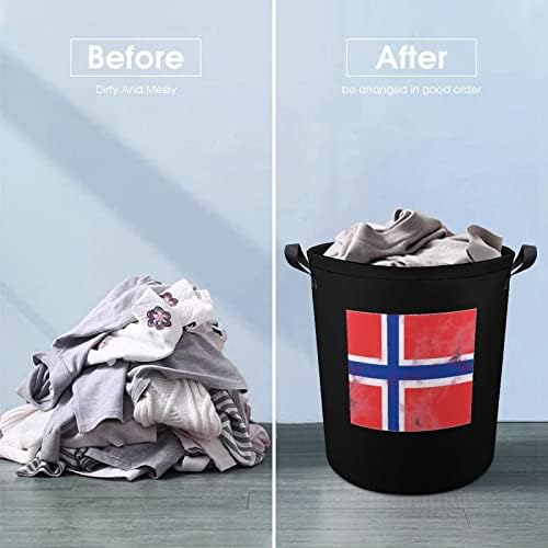 Norveç Bayrağı çamaşır sepeti Katlanabilir Çamaşır Sepeti çamaşır kutusu saklama çantası Kolları ile