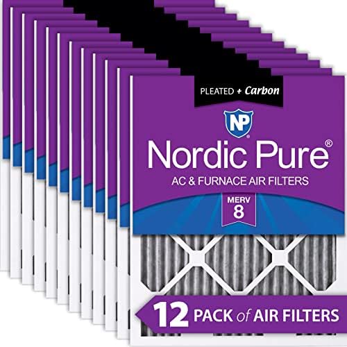 İskandinav Saf 12x24x1 MERV 8 Pileli Artı Karbon AC Fırın Hava Filtreleri 12 Paket
