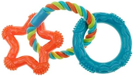 MPP Rope 'N Rings Köpek Diş Oyuncakları Esnek Kauçuk Yıldız ve Halka 8 Turuncu veya Mavi (Turuncu)seçin