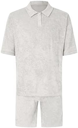 Bmısegm Slim Fit Takım Elbise Erkekler için Erkek Bahar ve Yaz Düz Renk Düğme Yaka Havlu Kumaş Gömlek Kısa Kollu Gömlek T