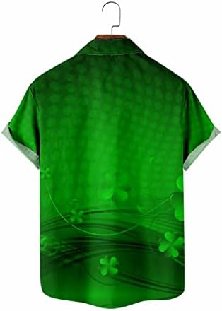PDFBR 2023 St Patrick Günü Düğme Aşağı Gömlek Mens için 3D Yeşil Grafik havai gömleği Erkekler Rahat Kısa Kollu Gömlek