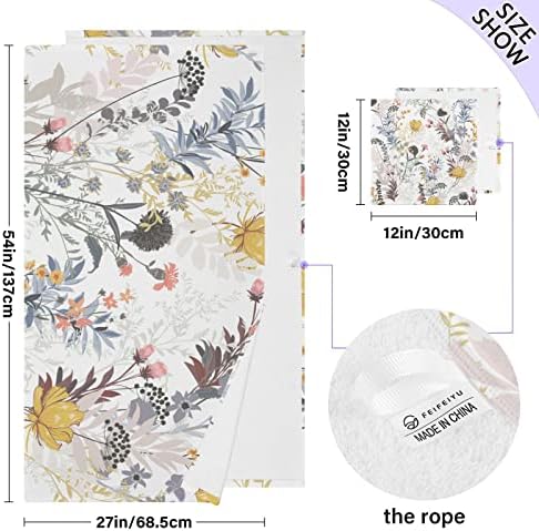 AIXIWAWA banyo havlusu Lif Seti (Mevsimsel Çiçek) Desen, 100 % pamuklu havlular İnce Yumuşak Emici Banyo 2 Paket Dekoratif