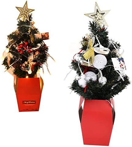 YEmirth Mini Noel ağacı, 19.6 inç masa Üstü Mini yapay Noel ağacı sıcak ışıklar ve askı süsleri DIY noel dekorasyon için