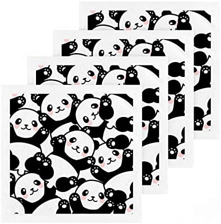 Kıgaı 2 Paket Karikatür Panda Keseler Yumuşak Yüz Havlusu, Spor Havluları, Otel ve Spa Kalitesi, Yeniden Kullanılabilir Saf