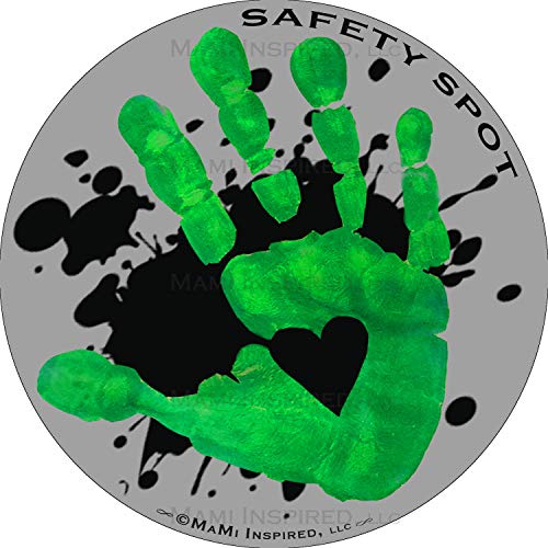 Güvenlik Noktası Mıknatısı-Otopark Güvenliği için Çocuk El İzi-Uyarısı olan Gri Arka Plan (Mavi)