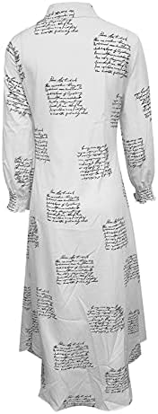 Usumıng Kadınlar Düğme Aşağı uzun elbise Grafik Baskı Uzun Kollu Turn Down Boyun Gevşek Gömlek Elbise