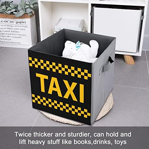 Taksi Logosu Katlanabilir Kumaş Saklama Küpleri Kutusu Kulplu 11 inç Katlanabilir Eşya kutuları