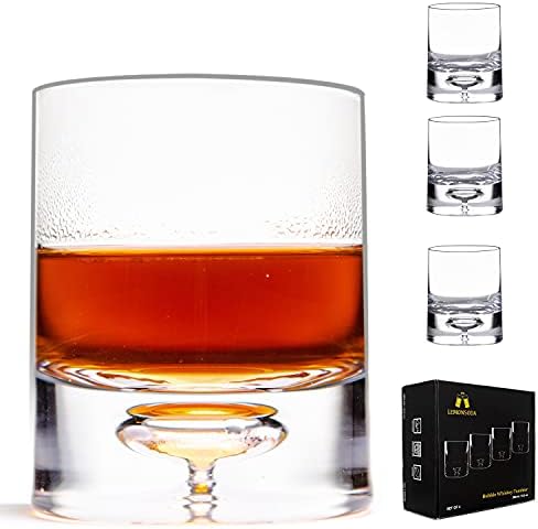 LEMONSODA Kristal Kabarcık Tabanı viski bardağı Bardak-4'lü Set-Tamamen Sızdırmaz Ağır Alt Kabarcık Tabanı-Scotch Viski,