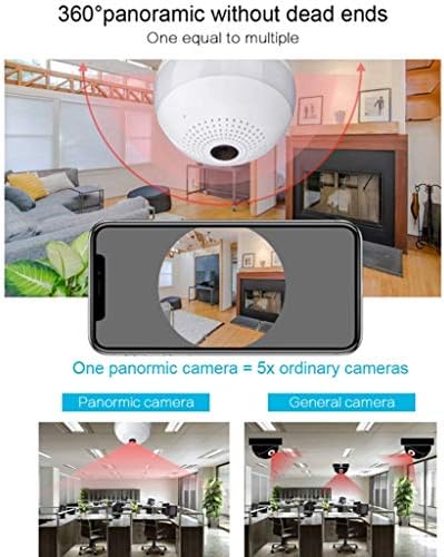 Nexete Kamera, HD1080P Ampul Kamera 360 Derece Panoramik Kamera 2.4 GHz Wi-Fi Güvenlik Kamera, ev Kablosuz IP LED Kamera