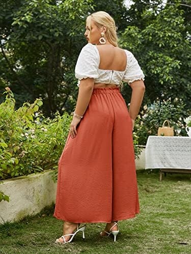 Simplee kadın Zarif Çizgili Bölünmüş Yüksek Belli Kuşaklı Dökümlü Geniş Bacak Pantolon
