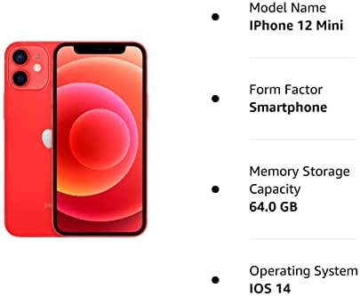 Apple iPhone 12 Mini, 64 GB, Kırmızı-Kilidi Açılmış (Yenilenmiş Premium)