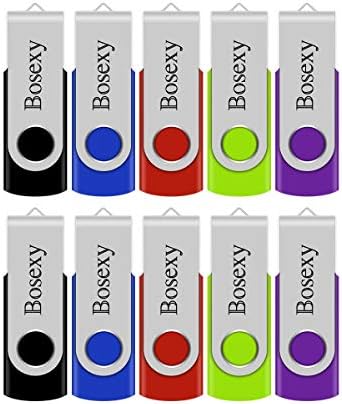 USB flash sürücü 10 Paket, Bosexy 32GB Flash Sürücüler Döner Toplu Bellek Sopa Pendrive Led Göstergesi ile Mix Renk, siyah