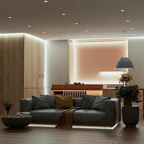 PAUTİX COB LED şerit ışık 16.4 ft/5 m 2400 LEDs günışığı beyaz 6000 K,CRI90+ süper parlak 4500 lümen 24 V esnek üniforma